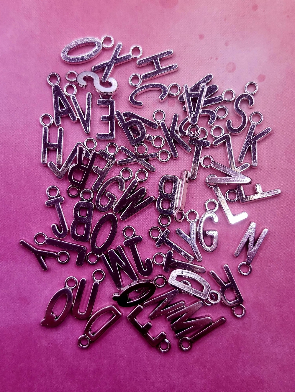Silver Alphabet Charms 52 Pcs.